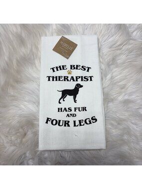 Mabelle Kitchen Table Kitchen Towel 15x25 NWT The Best Therapist Has Fur